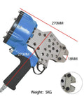 Side view of Beefy Pneumatic Bolt Cutter for 5mm to 6mm wire, highlighting blue ergonomic handle and metallic cutting head.
