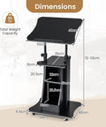 Dimensions of Slick Height Adjustable Standing Desk With Smooth Rolling Casters, Tilting Lectern Stand, 720-1120mm height.
