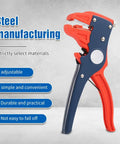 2 In 1 Self Adjusting Wire Stripper And Cutter With Depth Stop Automatic Wire Stripping Pliers Crimp Tool against gray backdrop