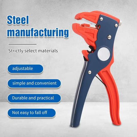 2 In 1 Self Adjusting Wire Stripper And Cutter With Depth Stop Automatic Wire Stripping Pliers Crimp Tool against gray backdrop