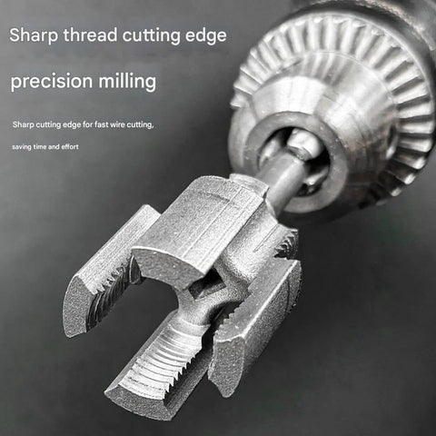 1 Pc Portable Electric Pipe Threading Tool Kit For 1/2 And 3/4 Inch PVC Plastic Pipes Durable Re threading Adapter close-up of sharp cutting edge