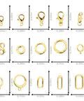 DIY Jewelry Repair Kit For Broken Necklaces And Bracelets With 15 Gold Plated Clasps Including Lobster Clasp Spring Ring Closures