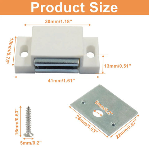 Diagram of 12 Pack Magnetic Door Catch Kit With Heavy Duty Cabinet Magnets For Kitchen Bathroom Closet Cupboard Includes Screws