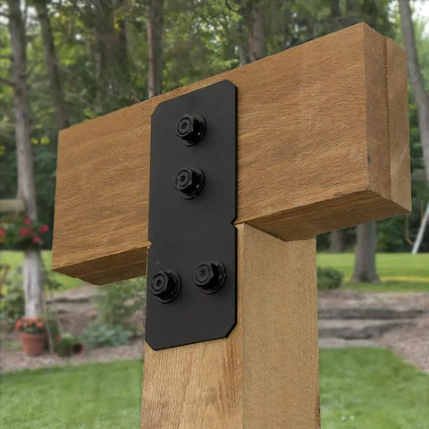 Beefy 8 Inch Post To Beam Flush Connector Bracket For Wood Posts And Outdoor Beams With Black Powder Coated Steel Construction Ideal For Decks Porches And Fences Works With Wood And Aluminum Corrosion Resistant 2 Pack