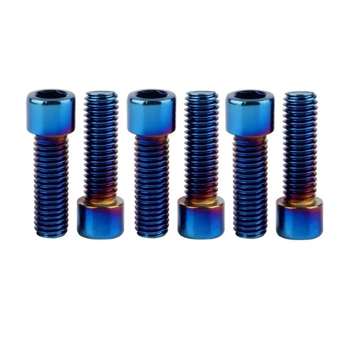 M6x12mm Allen Hex Bolts Set In Stainless Steel With Titanium Burnt Blue Finish For Bikes Motorcycles And Cars 6 Pack