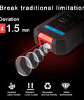 Heavy Duty Stud Finder Wall Scanner With 60 Ft Laser Measure showing laser module with 1.5 mm deviation for precise measurements.