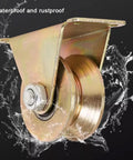 Heavy Duty Steel Gate Wheels That Roll Damn Smooth For Sliding Gates And V Track Rails Bad Ass Casters With Mounting Plates 2 Pack Industrial Caster Set 60Mm Diameter close-up image showing waterproof and rustproof features.