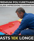 Person using Slate Stone Concrete Stamps Mats Set Of 5 24 By 24 Inches Made In USA Durable Polyurethane With Flexible Tools