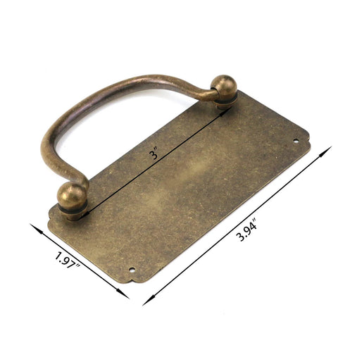 Vintage Horizontal Flat Brass Cabinet Handle Pulls Set Of 2 With Screws 3.94 X 1.97 Inches Antique Style Drawer And Door Pulls