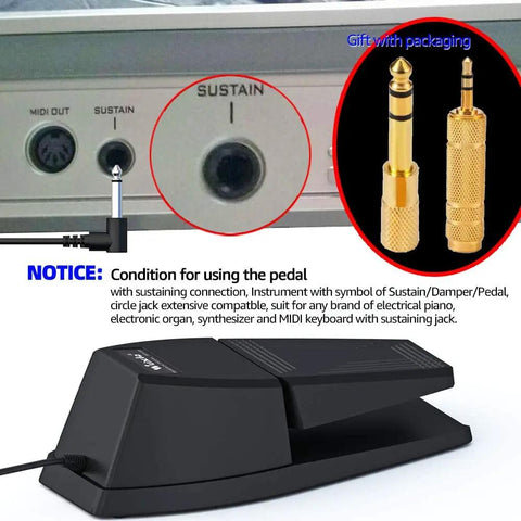 Universal Sustain Pedal For Digital Pianos And MIDI Keyboards, Non Slip Wide Slope Foot Pedal With Polarity Switch, Easy Press