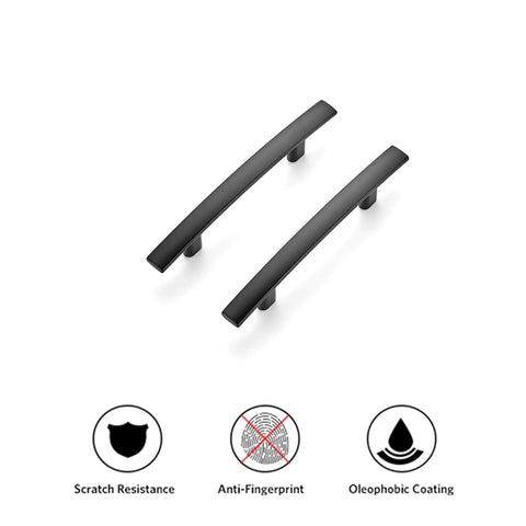 Two curved matte black cabinet pulls from the 50 Pack Curved Matte Black Cabinet Pulls For Kitchen Drawers And Cabinets Arch Style Drawer Handles.