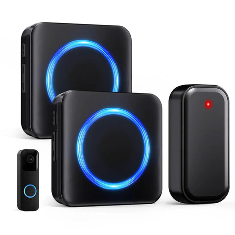Wireless Doorbell Chime Extender Kit For Video Doorbell Systems, Easy Setup No-Fuss Wireless Connection, Dual Chime, Black Finish