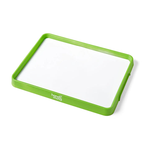 Green tray from Magnetic Dry Erase Activity Trays For Kids Kid Friendly Stackable Whiteboards With Magnetic Letters Classroom Centers.