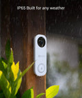 5G WiFi 5MP Video Doorbell Cam With 176 Degree Ultra Wide Field Of View, Weatherproof, mounted outdoors in rain, DB1 Pro