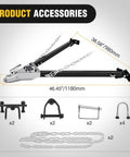 Beefed Up Tow Bar With Quick Connect Brackets And Safety Chains 2 Inch Hitch Ball 5500 Lb Towing Capacity 41 Inch Opening Bumper Mounted Universal Towing Bar For RV Car Trailer Truck Alloy Steel accessories set with brackets and chains