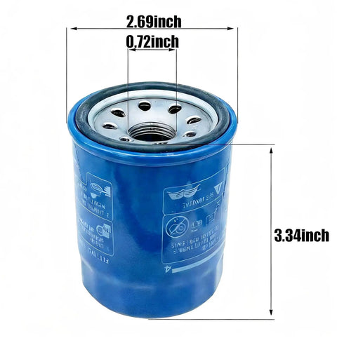 Top Notch Engine Oil Filter Replacement Set For Honda Acura TLX RDX Civic Pilot 3 Pack 15400-PLM-A02 15400-PLM-A01 shown with dimensions