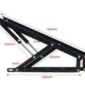 Ball Bearing Door Hinges 2 Pack For Lift Up Storage Bed Hinge Fits 1.5x2M Bed 60Kg Capacity side view with measurements