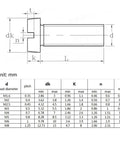Hotrod Grade Brass Cheese Head Screws With Smooth Slotted Drive For Hardcore Woodworking Builds And Easy DIY Fixes DIN84 Metric Machine Fasteners M1 Through M8 dimensions and specifications diagram.