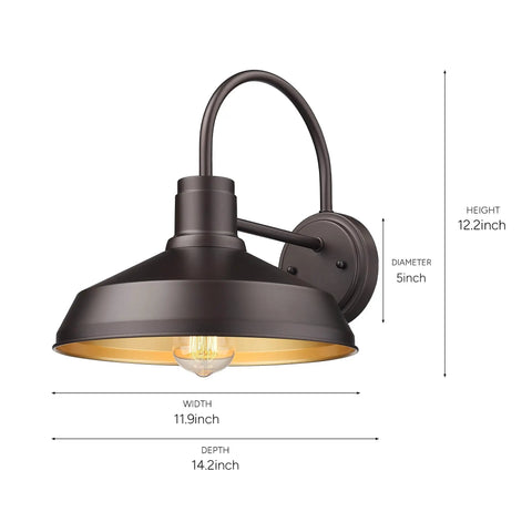 Gooseneck Outdoor Barn Light Wall Sconce Set Exterior Porch Lighting Fixture In Oil Rubbed Bronze Classic Farmhouse Wall Mount Lamp For Backyard Yard Deck Hallway And Entry Durable Weatherproof 2 Pack
