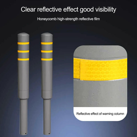 No Sweat Installation Heavy Duty Steel Safety Bollard Pour In Place Post With Vivid Reflective Strips showcasing reflective film and design.