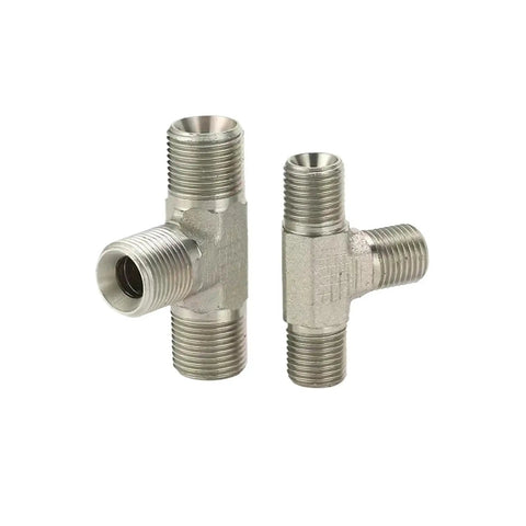 Rock Solid High Performance Hydraulic Transition Fitting For British Thread Sizes One Eighth To One Inch Using Internal Cone Design Stops Leakage And Secures Pipe Connections On Job Site, stainless steel T fitting