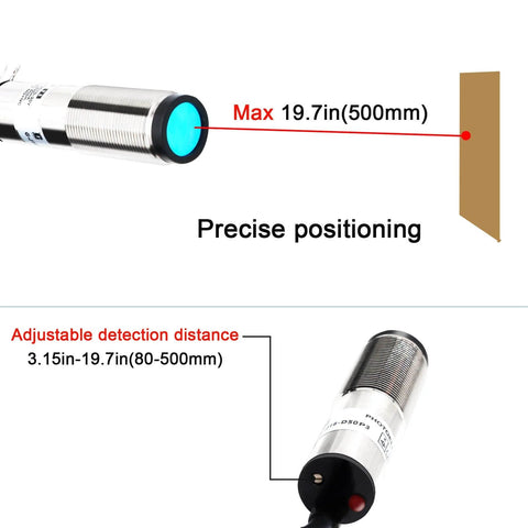 Laser Photoelectric Switch Sensor NPN NO And NC Four Wire Ten To Thirty Volt DC Input Detection Range Eight To Fifty Centimeters
