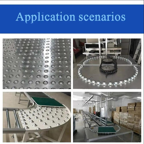 Heavy Duty Five Eighth Inch Ball Transfer Units Ten Pack Carbon Steel Roller Transfer Bearings in conveyor system setup