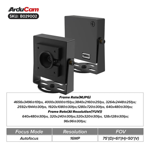 4K 8MP Autofocus USB Camera Module With HDR And AI Presets For Computer Laptop Raspberry Pi And Jetson Nano Plug And Play USB 2.0 Webcam For Lightburn And Crisp High Definition Video, showing front and side view.