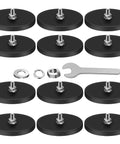 12 Pack Rubber Coated Neodymium Threaded Mounting Magnets With Full Hardware, showing magnets and accessories for secure mounting.