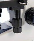 Close-up of focusing knobs on SW380B 40X-2500X Magnification Pro-Grade Binocular Lab Microscope With Siedentopf Head