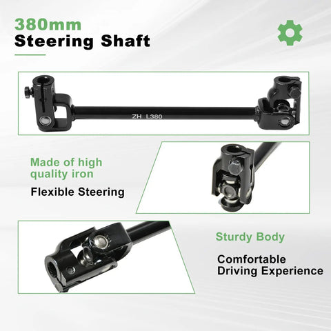 All In One Go Kart Steering Kit With Rugged Rack And Pinion Setup 380mm shaft made of high-quality iron for flexible steering
