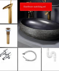 SDVantage Black Ceramic Bathroom Vessel Sink and Faucet Combo, Countertop Sink Basin Wash Basin, Suitable for Hotel Small Gift hardware matching set.