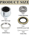 Trailer bearing kit for 1'' axles; includes 4 bearings, 2 races, 2 grease seals, 2 dust caps, 2 cotter pins.
