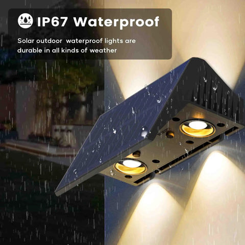 Close-up of IP67 rated solar outdoor waterproof lights designed for all weather, enhancing backyard lighting.