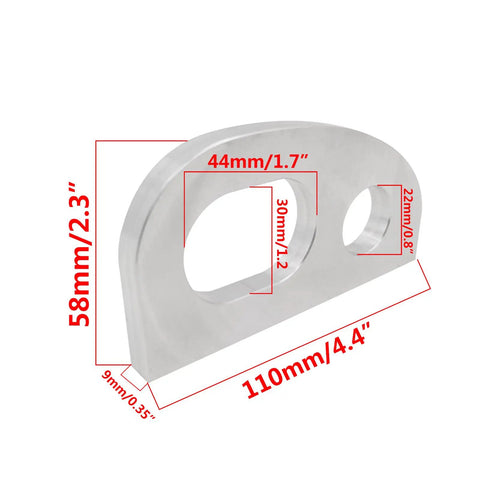 Durable Aluminum Bow Eye For Boats, Marine Rope Hole Hardware For Docking, Anchoring, And Fishing, Easy Install, shown with dimensions.