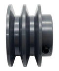 Double Groove V Belt Pulley 2.75 Inch OD With 7/8 Inch Bore Cast Iron, Heavy Duty AK Style, Fixed Bore V Belt Sheave Fits A, 3L, And 4L Belts, Balanced, Standard Keyseat, Classic V Belt Pulley, side view