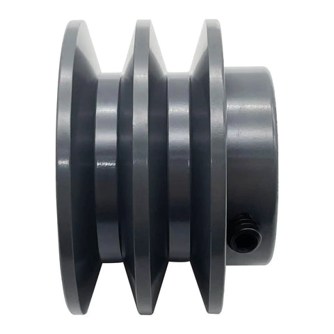 Double Groove V Belt Pulley 2.75 Inch OD With 7/8 Inch Bore Cast Iron, Heavy Duty AK Style, Fixed Bore V Belt Sheave Fits A, 3L, And 4L Belts, Balanced, Standard Keyseat, Classic V Belt Pulley, side view