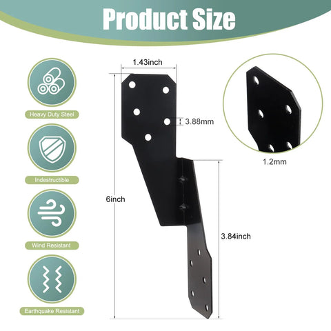 30 Pack Heavy Duty Hurricane Ties Black Powder Coated For Wood Sheds Roofs And Framing, secure link joists rafters walls