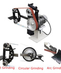 Shop Tough Variable Speed Belt Sander And Metal Polisher Featuring Three Grinding Wheels Dual Purpose Vertical Horizontal Stand 71 Inch Wide Sanding Belt for knockout flat concave curved surface finish.