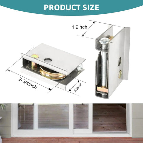 Sliding Patio Door Rollers Replacement Set With Two Rollers Per Set One And A Half Inch Steel Ball Bearing Rollers Adjustable Height