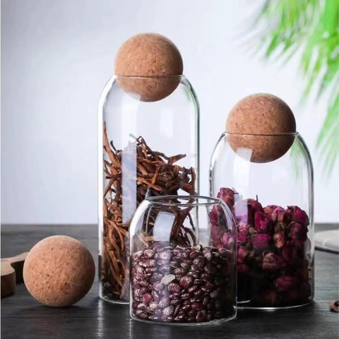 Lock In Freshness Straight Up With This Round Glass Tea Canister Boasting A Tight Cork Seal And Heat Resistant Build Ideal For Storing Coffee Beans Sugar Salt Or Loose Leaves While Looking Sharp On Counters.