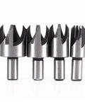 Top Shelf Eight Piece Wood Plug Cutter Set With Straight And Tapered Chamfer Drill Bits For Precision Woodworking Joinery Projects Slick 45 High Carbon Steel round shaft cutter bits