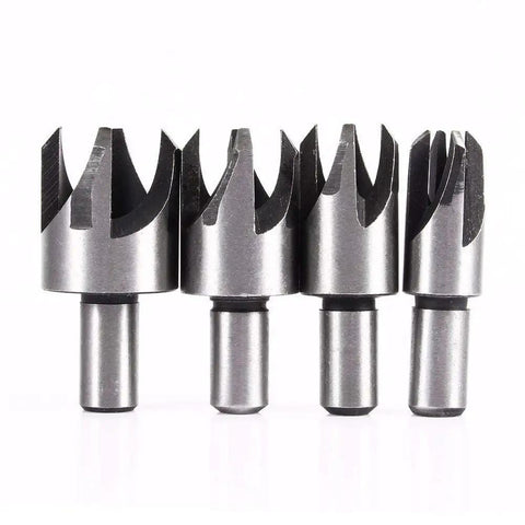 Top Shelf Eight Piece Wood Plug Cutter Set With Straight And Tapered Chamfer Drill Bits For Precision Woodworking Joinery Projects Slick 45 High Carbon Steel round shaft cutter bits