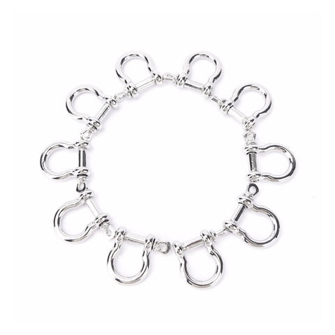 Stainless Steel D Shackle Screw Pin 10 Pcs Lot Heavy Duty Shackles For Paracord Outdoor Camping Survival Rope Bracelets Towing Off Road Recovery Construction Multi Use arranged in a circle