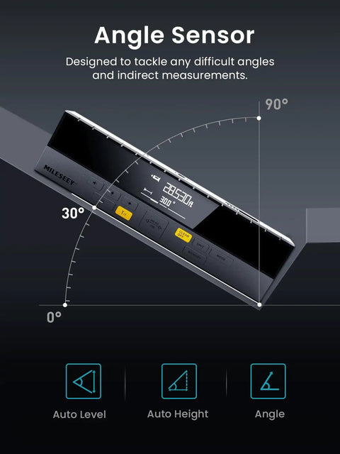 Dual-Sided Laser Measuring Tool Pro Gen 2 With 390 Ft Reach, One-Click Switch Between Single And Dual Laser Modes, Bright Large Digits For Easy Reading In Low Light, Removable Silicone Cover For Quick Measurements And Room Layout, angle sensor display