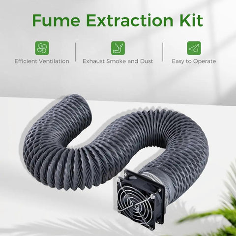 Fume Extraction Kit For 3D Printer Enclosures With 70mm Hose And 4000 RPM High Efficiency Ventilation Fan displayed on table