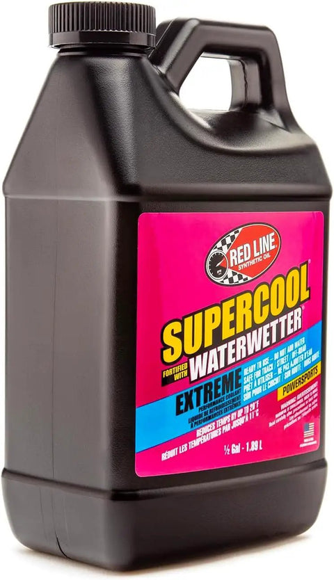 Extreme Powersports Pre Mixed Coolant For Motorcycles Atvs And Karts With Top Shelf Antifreeze in a half-gallon container.