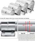 Lap Joint Exhaust Clamp 3 Inch 304 Stainless Steel Band Clamp For 3 Inch OD To 3 Inch ID Pipe Connection With M10 Flange Bolts