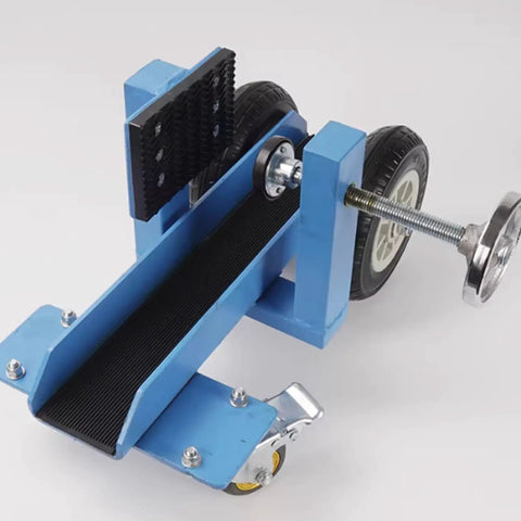Workhorse Heavy Duty Manganese Steel Sheet Hand Truck With Adjustable Clamps Anti Slip Pads And Solid Wheels 1100 LB Capacity Per Unit Connectable For Long Panels, blue clamp close-up