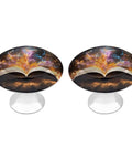 Open Book And Light Round Drawer Knobs Set Of 2 Pack Stainless Steel Cabinet Pulls For Kitchen Dresser With Mounting Screws